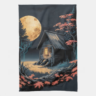 Mondlicht-Hütte Japanischer Wald Kunst (6) Geschirrtuch