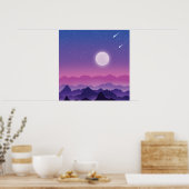 Mondlicht in Lila Bergen Poster (Küche)