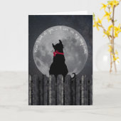 Mondlicht-Katze auf Zaun Karte (Gelbe Blume)