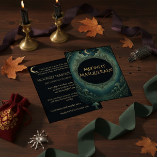 Mondlicht-Maskerade Elegante Halloween-Einladung Einladung