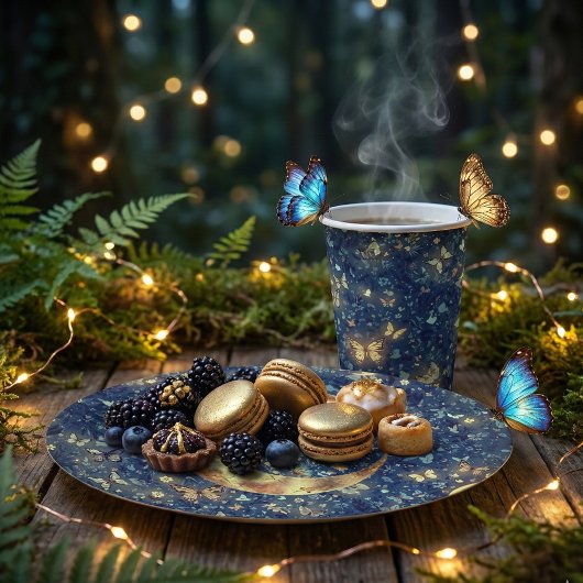Mondlicht-Mitternachts-Schmetterlings-Party Pappbecher