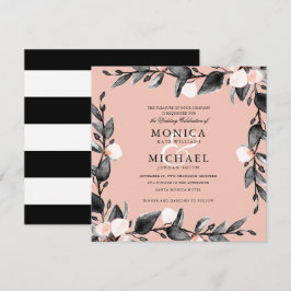 Mondlicht | Modernes botanisches Hochzeitrosa Einladung