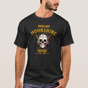 Mondlicht-Mondschiff-Seeleute auf den Schädelknoch T-Shirt