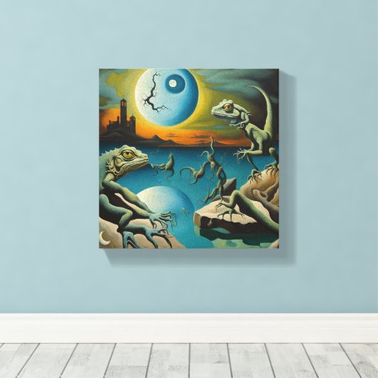 Mondlicht-Nächte mit Lizard-Firmen Leinwanddruck (Insitu (Holzboden))