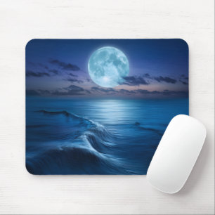 Mondlicht-Ozeanwellen bei Vollmond Mousepad