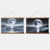 Mondlicht Ozeanwellen unter Sternenhimmel Wandteppich Mit Holzrahmen (Doppelt)