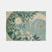 Mondlicht: Pastellblumen und Halbmond Fleecedecke (Vorderseite (Horizontal))