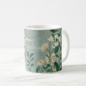 Mondlicht: Pastellblumen und Halbmond Kaffeetasse (VorderseiteRechts)