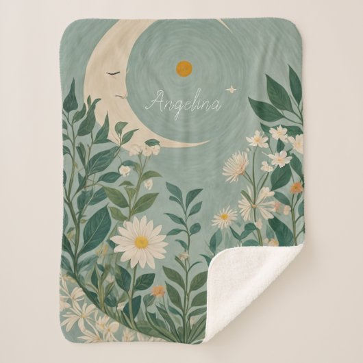 Mondlicht: Pastellblumen und Halbmond Sherpadecke (Vorderseite)