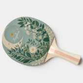 Mondlicht: Pastellblumen und Halbmond Tischtennis Schläger (Seitenansicht)