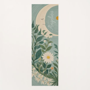 Mondlicht: Pastellblumen und Halbmond Yogamatte
