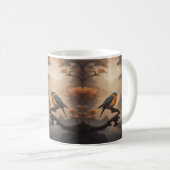 Mondlicht-Perle: Ein weicher Vogel in Twilight Kaffeetasse (VorderseiteRechts)