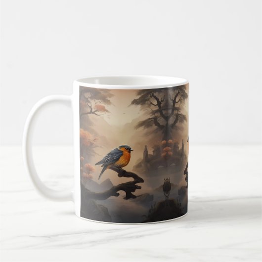 Mondlicht-Perle: Ein weicher Vogel in Twilight Kaffeetasse (Links)