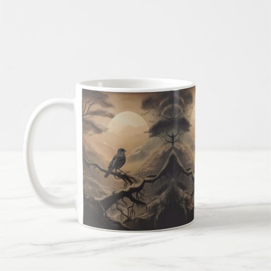 Mondlicht-Perle: Ein weicher Vogel in Twilight Kaffeetasse (Links)
