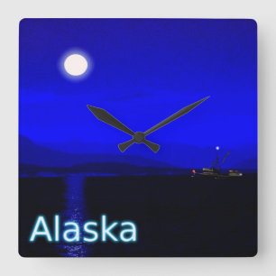 Mondlicht Quadratische Wanduhr