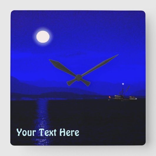 Mondlicht Quadratische Wanduhr (Vorderseite)