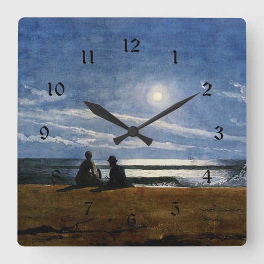 Mondlicht Quadratische Wanduhr (Vorderseite)