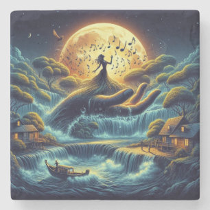 Mondlicht-Reverie – Traumlandschaft Steinuntersetzer
