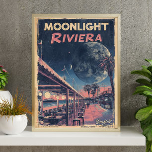 Mondlicht-Riviera  Lunare Fantasie Strandpromenade Poster