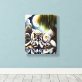 Mondlicht-Ruhe ein schlummernder Wolf 8x10 Leinwanddruck (Insitu (Holzboden))