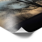 Mondlicht-Ruhe: Vollmond über seltsamen Baum Fotodruck (Ecke)