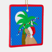 Mondlicht Santa Yellow Dog Trimming Palm Tree Keramikornament (Rechts)