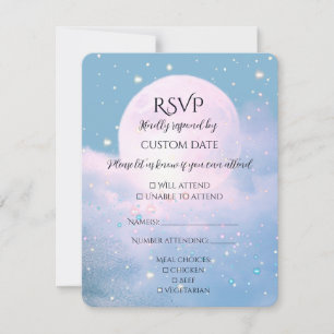 Mondlicht-Schimmer Atmosphärische Hochzeitskollekt RSVP Karte