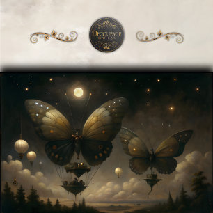 Mondlicht-Schmetterlings-Luftschiff-Decoupage Seidenpapier