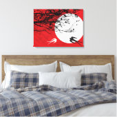 Mondlicht Schwalben Silhouette Rot Wrapped Canvas Leinwanddruck (Insitu (Schlafzimmer))