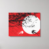 Mondlicht Schwalben Silhouette Rot Wrapped Canvas Leinwanddruck (Vorderseite)