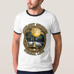 Mondlicht Serenade Ewige Liebe Schwäne T-Shirt