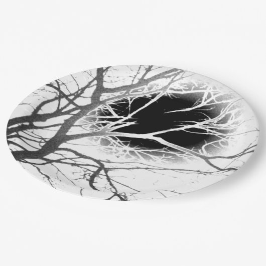 Mondlicht-Silhouette Pappteller (Schrägansicht)