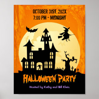Mondlicht-Spuk Haus auf Friedhof - Halloween Poster
