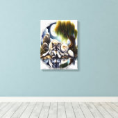 Mondlicht-Stille Ein schlummernder Wolf 12x16 Leinwanddruck (Insitu (Holzboden))