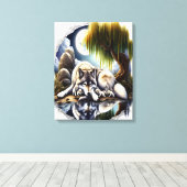 Mondlicht-Stille Ein schlummernder Wolf 16x20 Leinwanddruck (Insitu (Holzboden))