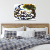 Mondlicht-Stille Ein schlummernder Wolf 24x18 Leinwanddruck (Insitu (Schlafzimmer))