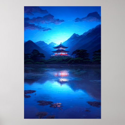 Mondlicht-Stille, weißer Walled Tempel Poster (Vorne)