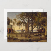 Mondlicht-Szene indischer Figuren und Elefanten Postkarte (Vorne/Hinten)