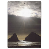 Mondlicht über den Ozeanfelsen Oregon Klemmbrett (Rückseite)