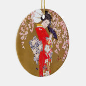 Mondlicht und Kirschblüten Keramik Ornament (Rechts)