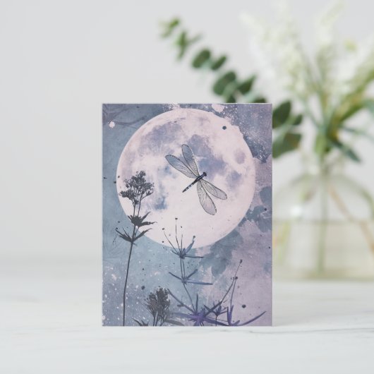 Mondlicht und Libellen Postkarte (Stehend Vorderseite)