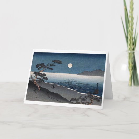Mondlicht und Lonely Shore, Hiroshige, Ukiyo-e Karte (Vorderseite)