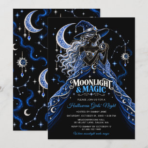 Mondlicht- und Magie-Halloween-Mädchenabend Einladung