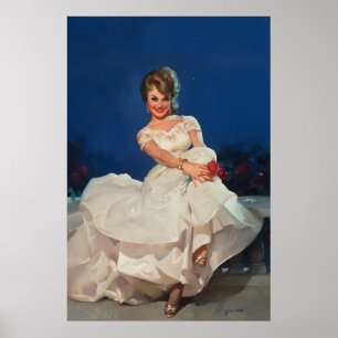 Mondlicht und Rosen 1965 Vintage Style Elvgren Poster