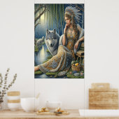 Mondlicht-Verzauberung im Mystischen Wald24x36 Poster (Küche)