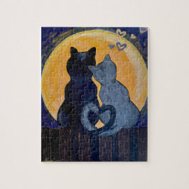Mondlicht von Katzen Puzzle