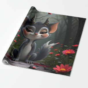 Mondlicht-Waldgeist der roten Blüte. Geschenkpapier