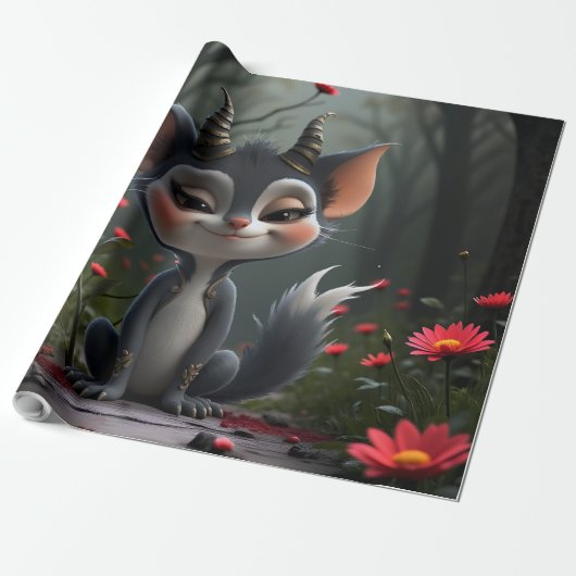 Mondlicht-Waldgeist der roten Blüte. Geschenkpapier (Ungerollt)
