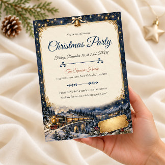 Mondlicht-Weihnachtszug-Party-Einladung Einladung