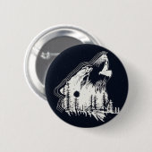 Mondlicht Winter Wolf Pine Tree Forest Button (Vorne & Hinten)